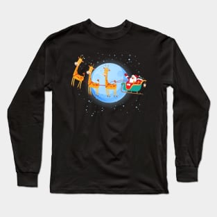 Santa Claus Riding giraffe Long Sleeve T-Shirt